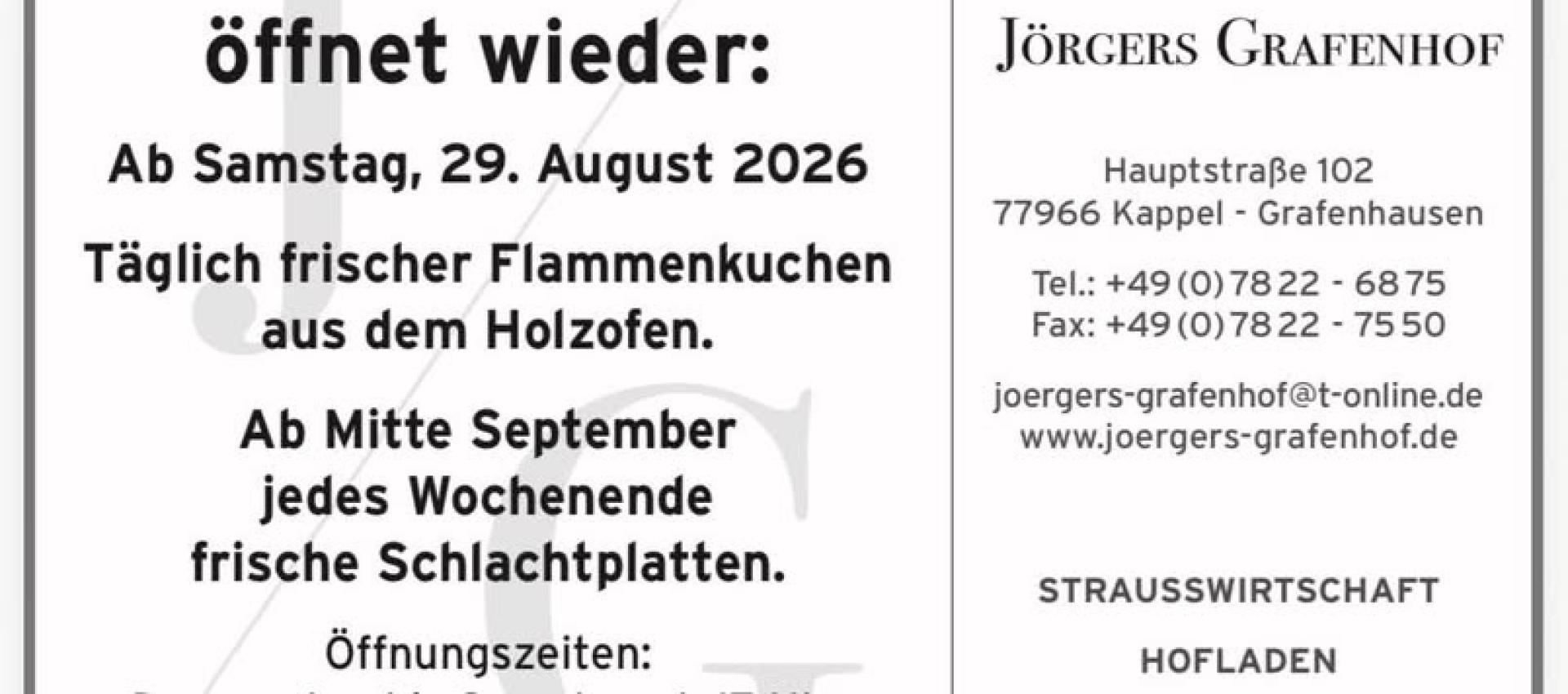 Der Holzofen brennt wieder: Strau&szlig;wirtschaft in Kappel-Grafenhausen startet